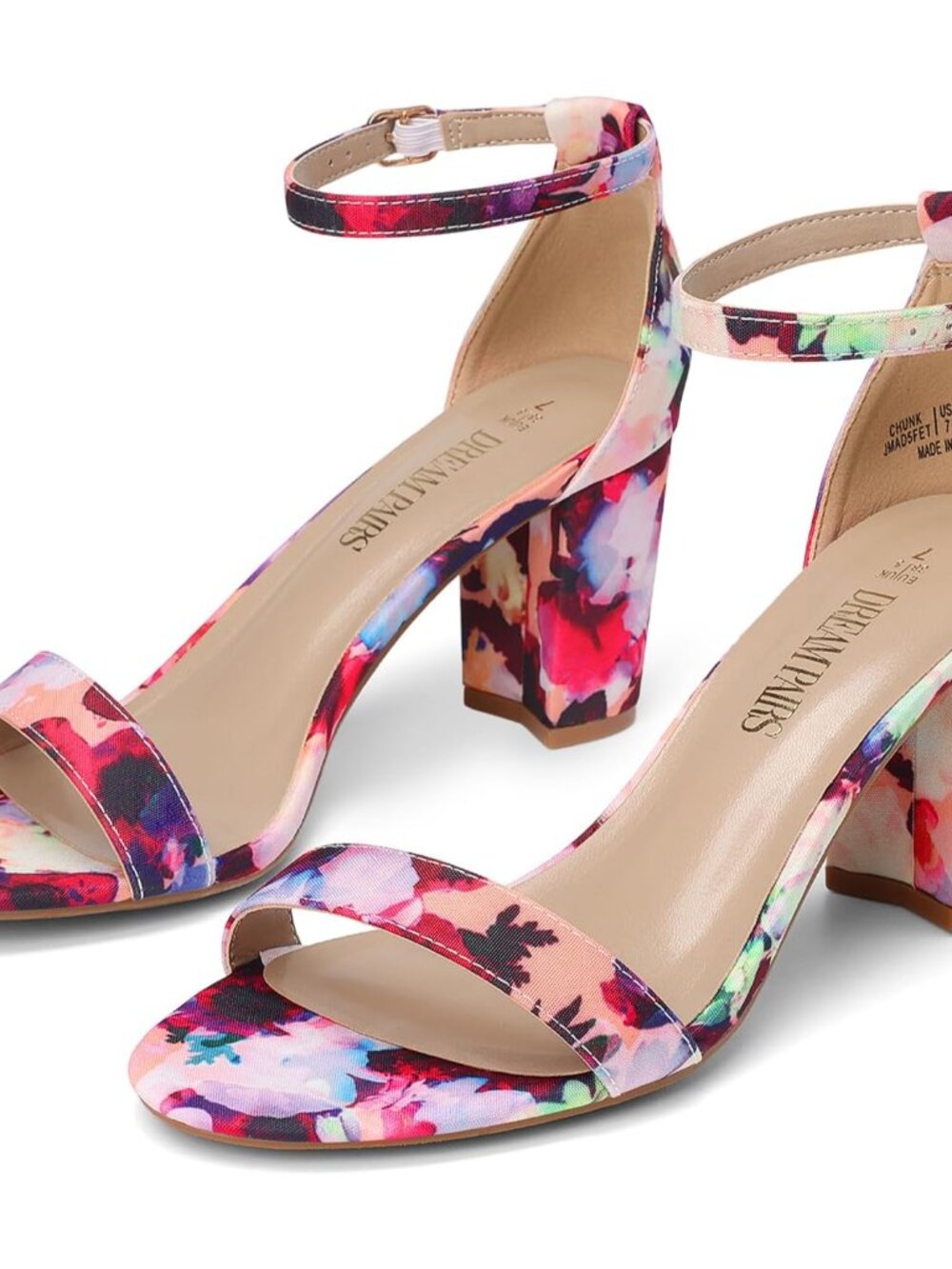 Women's Floral Chunky Block Heel Sandals – Elegant, Comfortable & Versatile for